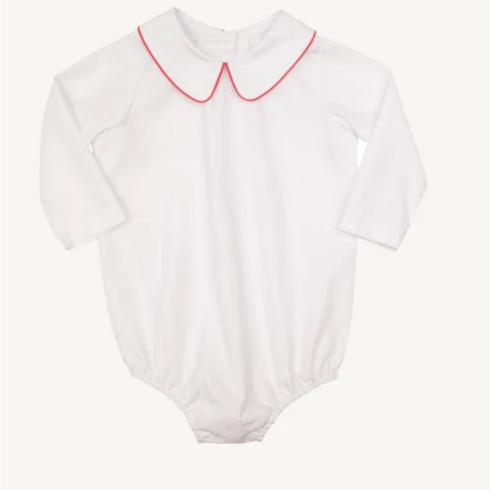 Beaufort Bonnet company Peter Pan collar with Red Trim onesie 6-12 months
